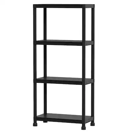 Front. Costway - Costway 1 PCS 4-Tier Heavy-Duty Plastic Storage Shelves, Freestanding Garage Shelving Unit - Black.