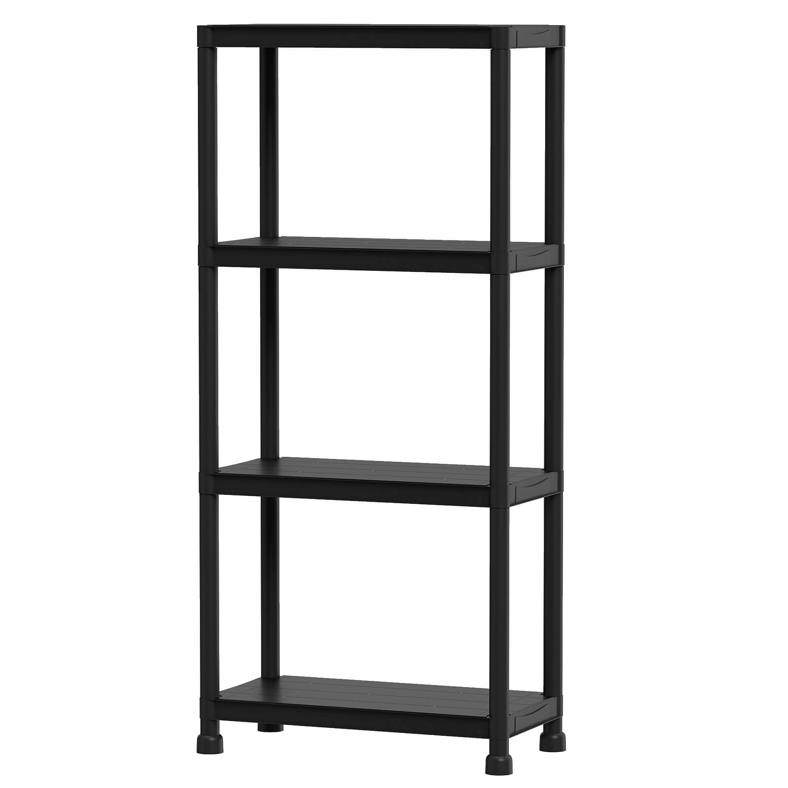 Front. Costway - Costway 1 PCS 4-Tier Heavy-Duty Plastic Storage Shelves, Freestanding Garage Shelving Unit - Black.
