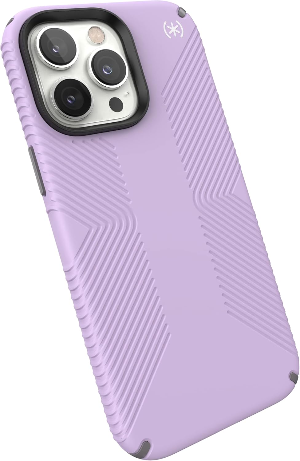 Left. Speck - Speck Presidio2 Grip Case  For Apple iPhone 14 Pro Max  - Spring Purple/Cloudy Grey - Spring Purple/Cloudy Grey.