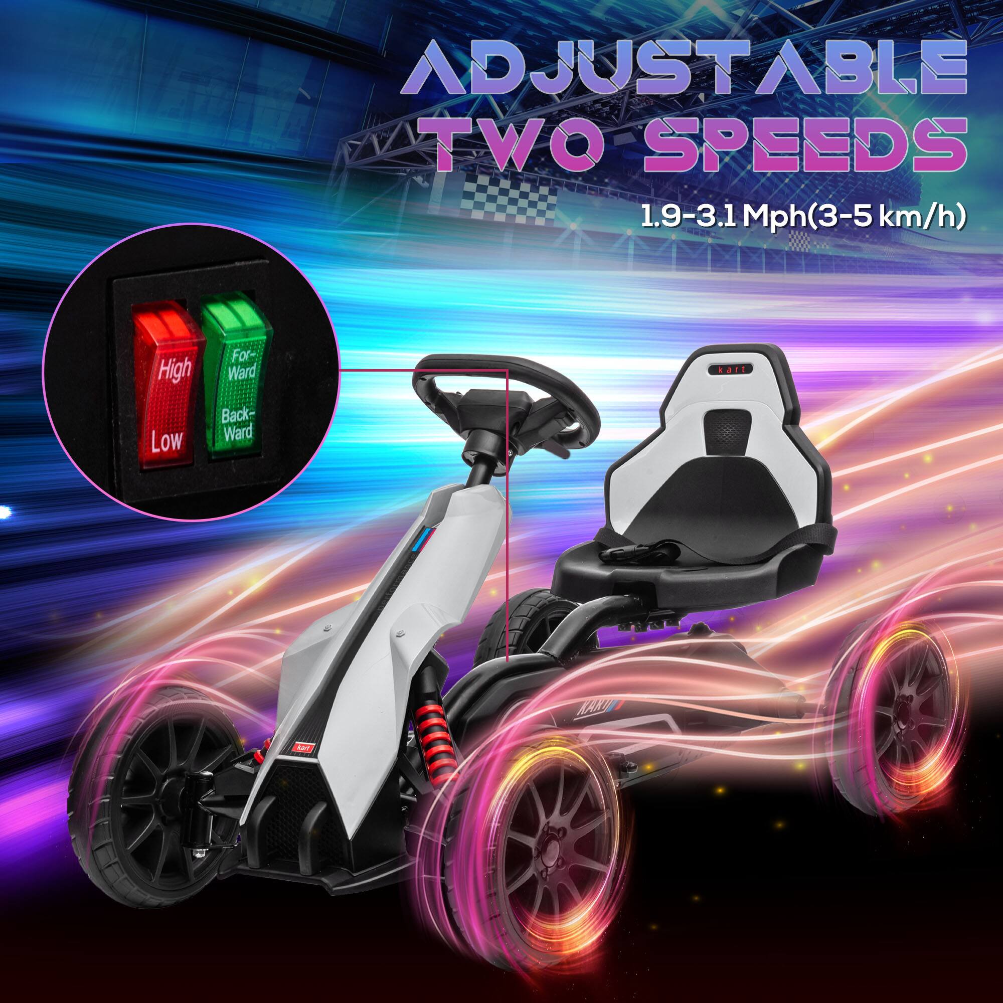 ADJUSTABLE TWO SPEEDS  
1.9-3.1 Mph (3-5 km/h)  

High Low  
Forward Backward