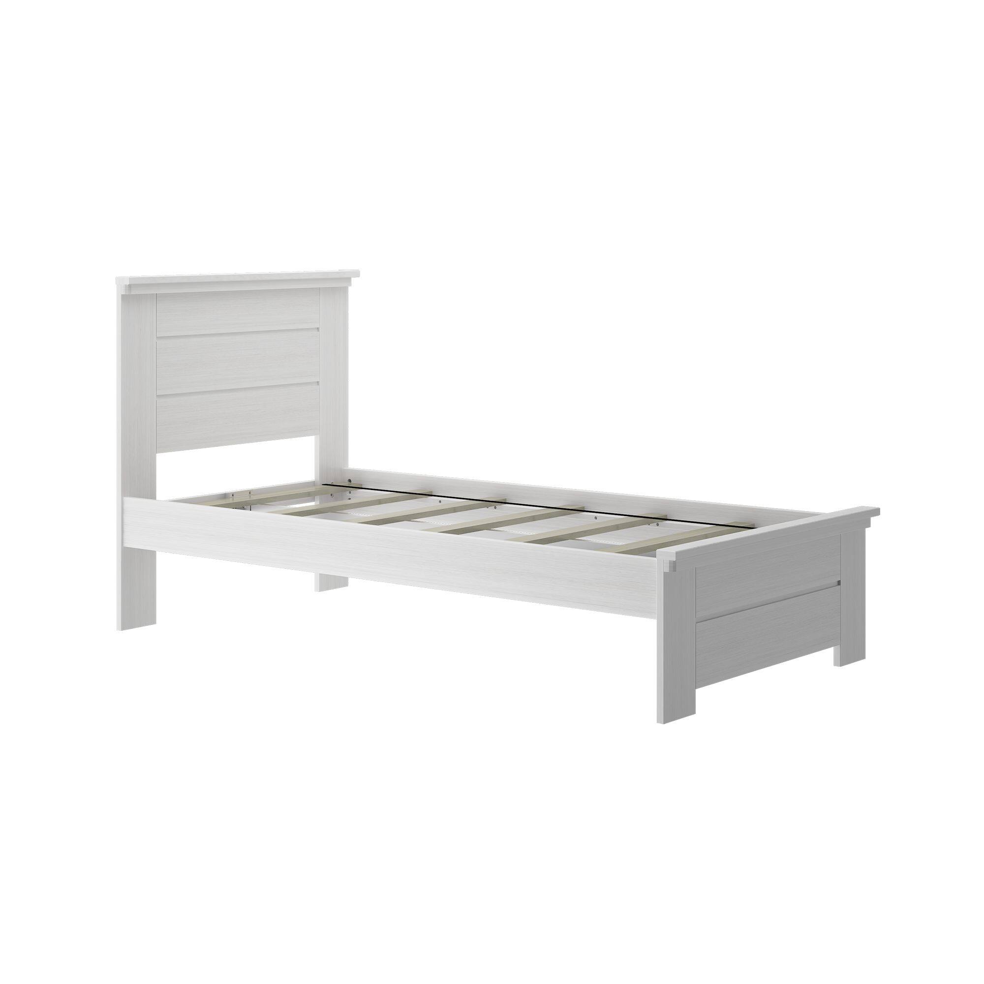Alt View 2. Plank+Beam - Farmhouse Twin Bed with Panel Headboard, White Wash - White Wash.