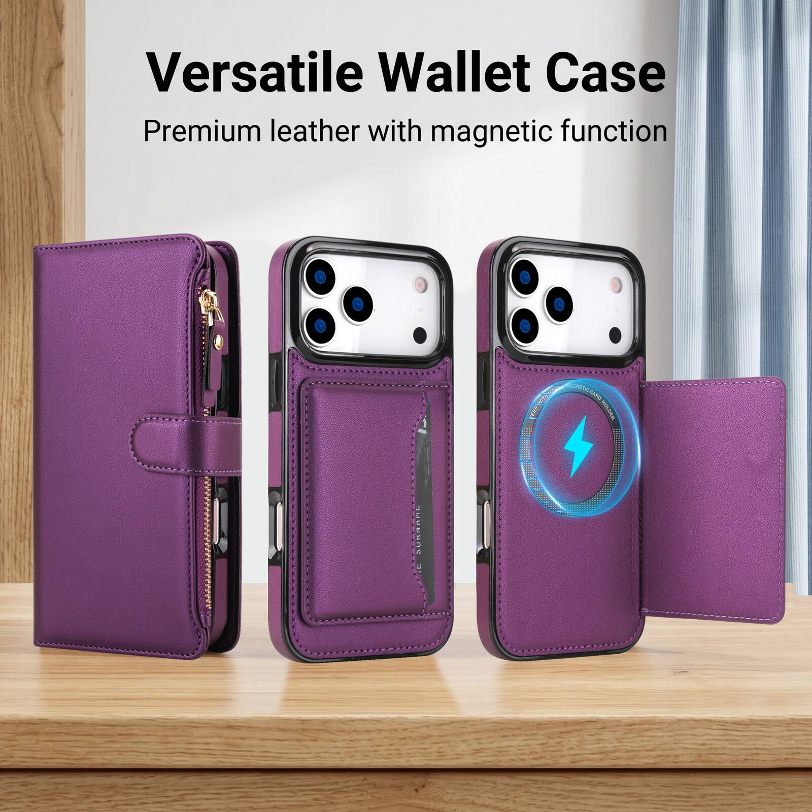 Versatile Wallet Case  
Premium leather with magnetic function