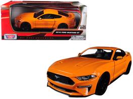 2018 Ford Mustang GT 5.0 Orange with Black Wheels 1/24 Diecast Model Car by Motormax - Orange And Black