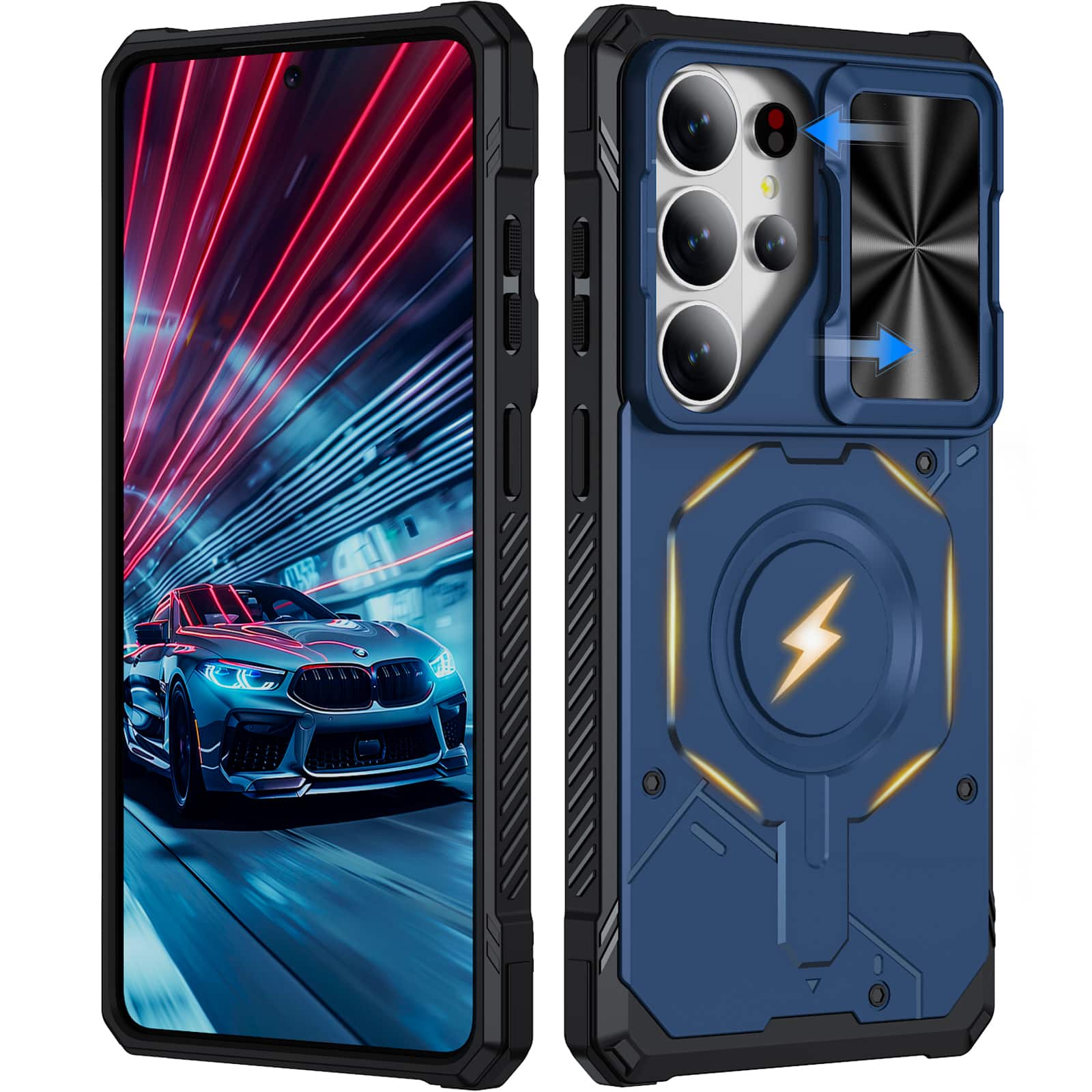 Dteck - Shockproof Magnetic Hybrid Protective Case for Samsung Galaxy S26 Ultra with Slide Camera Cover, Side Anti-Slip Texture - Blue price history on PriceWatchPro