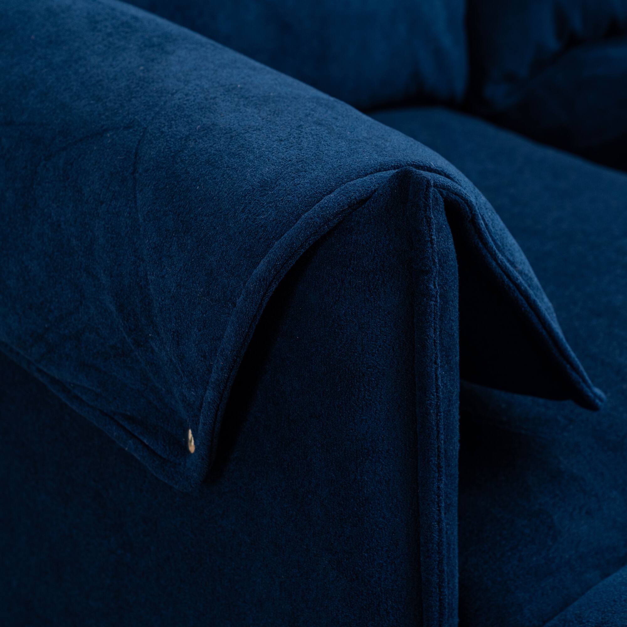 Back. GOODSILO - Convertible L-Shaped Combination Sofa with Storage Footstools for Living Room, Bedroom, or Office Spaces - Blue.