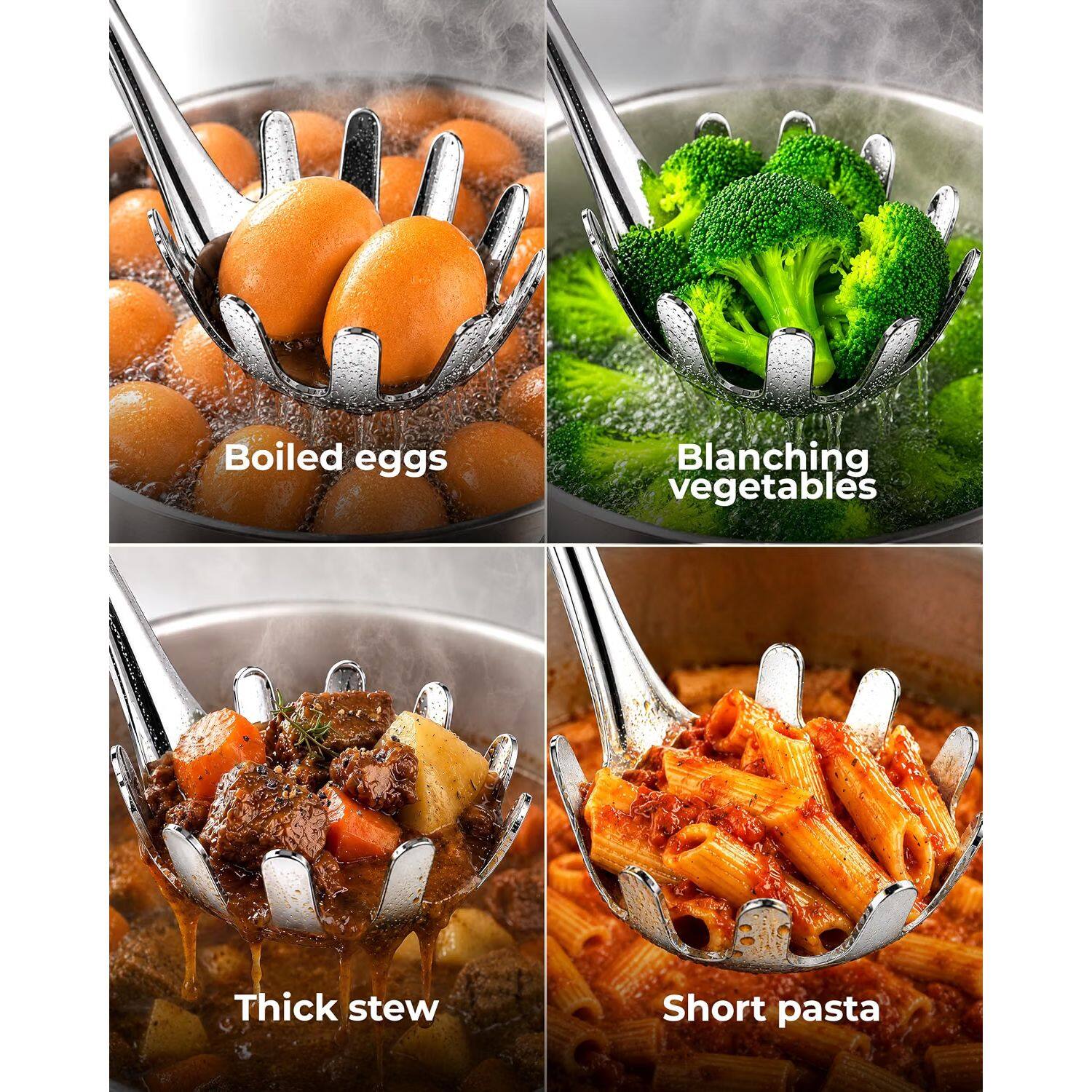 - Boiled eggs
- Blanching vegetables
- Thick stew
- Short pasta