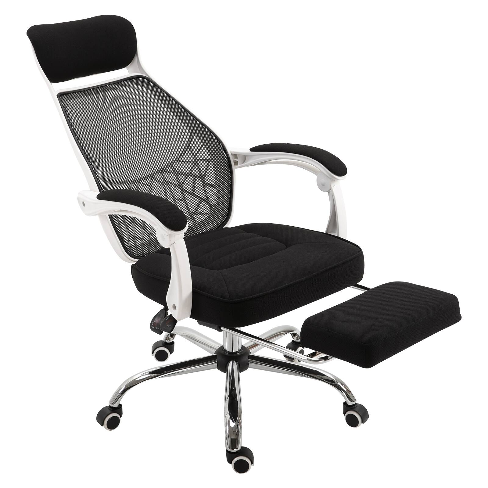 Front. Vinsetto - Ergonomic Mesh Office Chair with Retractable Footrest - black.