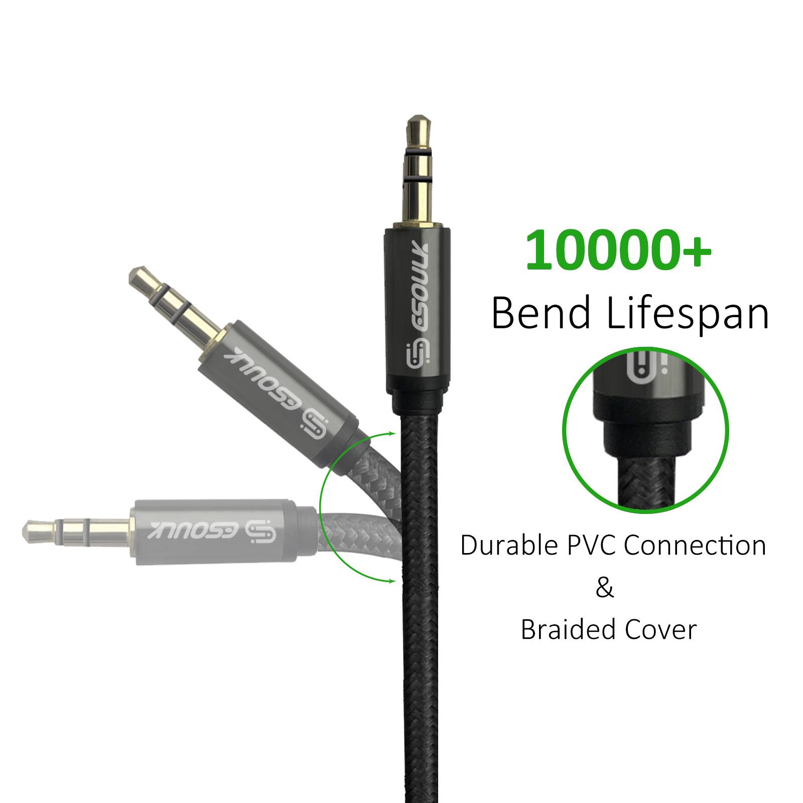 10000+ Bend Lifespan  
Durable PVC Connection & Braided Cover