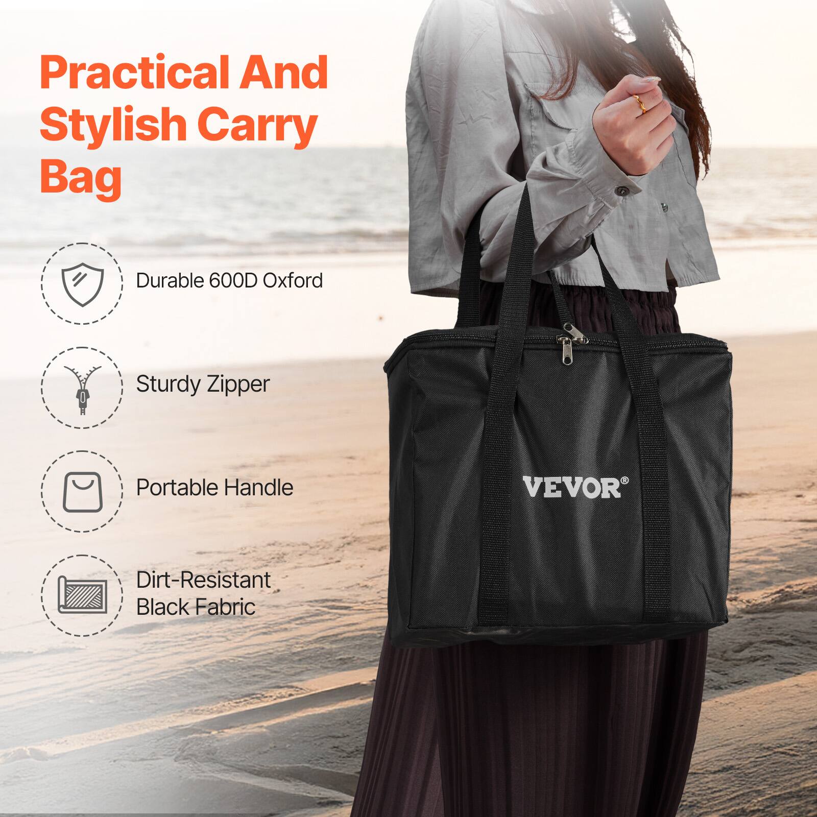 Practical And Stylish Carry Bag

- Durable 600D Oxford
- Sturdy Zipper
- Portable Handle
- Dirt-Resistant Black Fabric

VEVOR