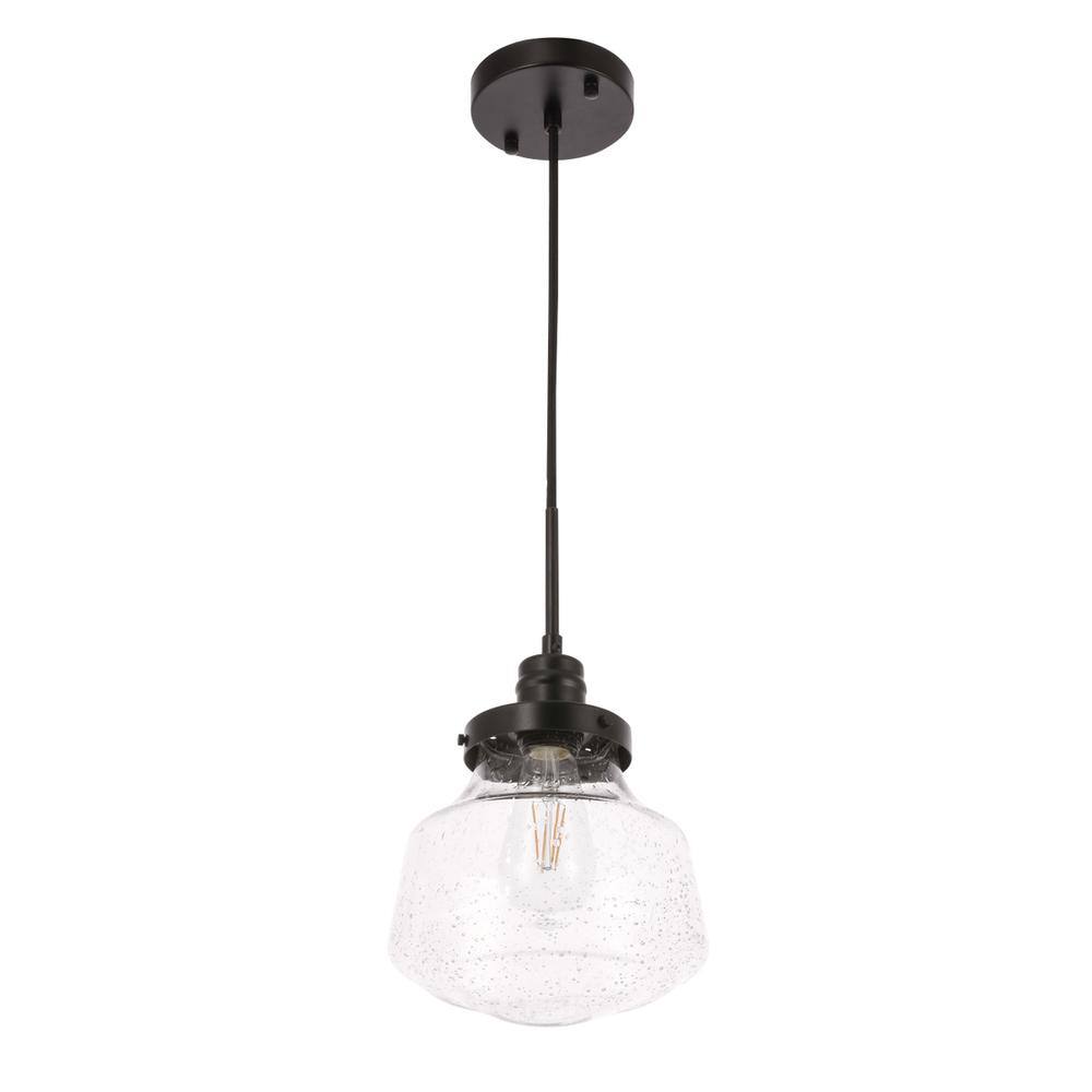 Alt View 4. Living District - Lyle 1 light Black and Clear seeded glass pendant - Black And Clear Seeded Glass.