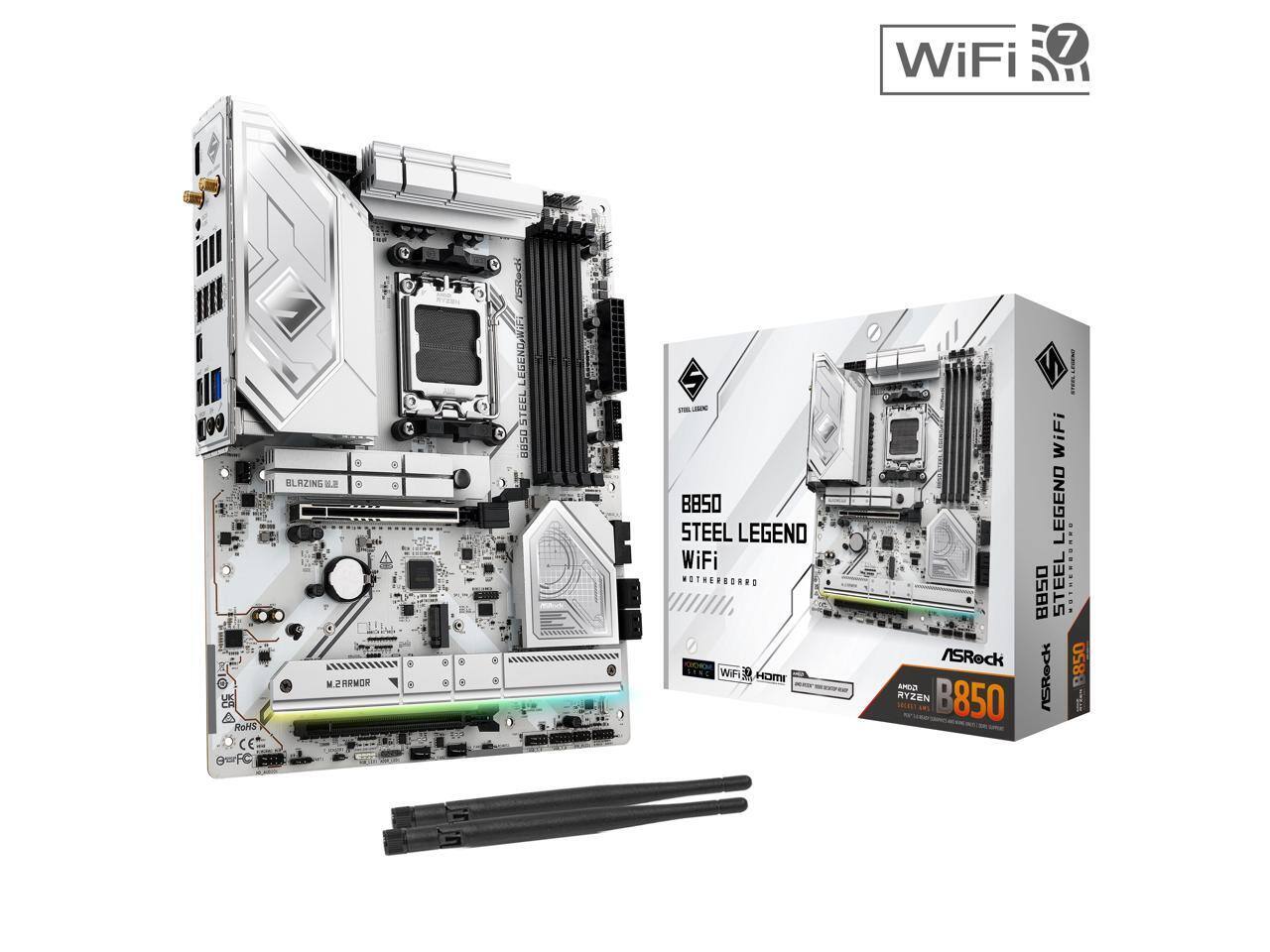 - WiFi 7
- B850 STEEL LEGEND WiFi
- B850 STEEL LEGEND WiFi MOTHERBOARD
- ASRock B850
- AMD Ryzen
- M.2 ARMOR
- BLAZING BLUE
- WiFi 6E
- WiFi 6
