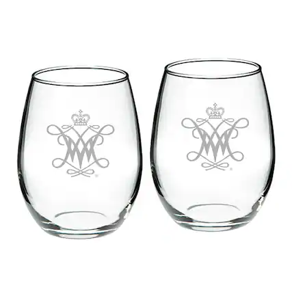 Front. Jardine - William & Mary Tribe 21oz. 2-Piece Stemless Wine Glass Set - Multicolor.