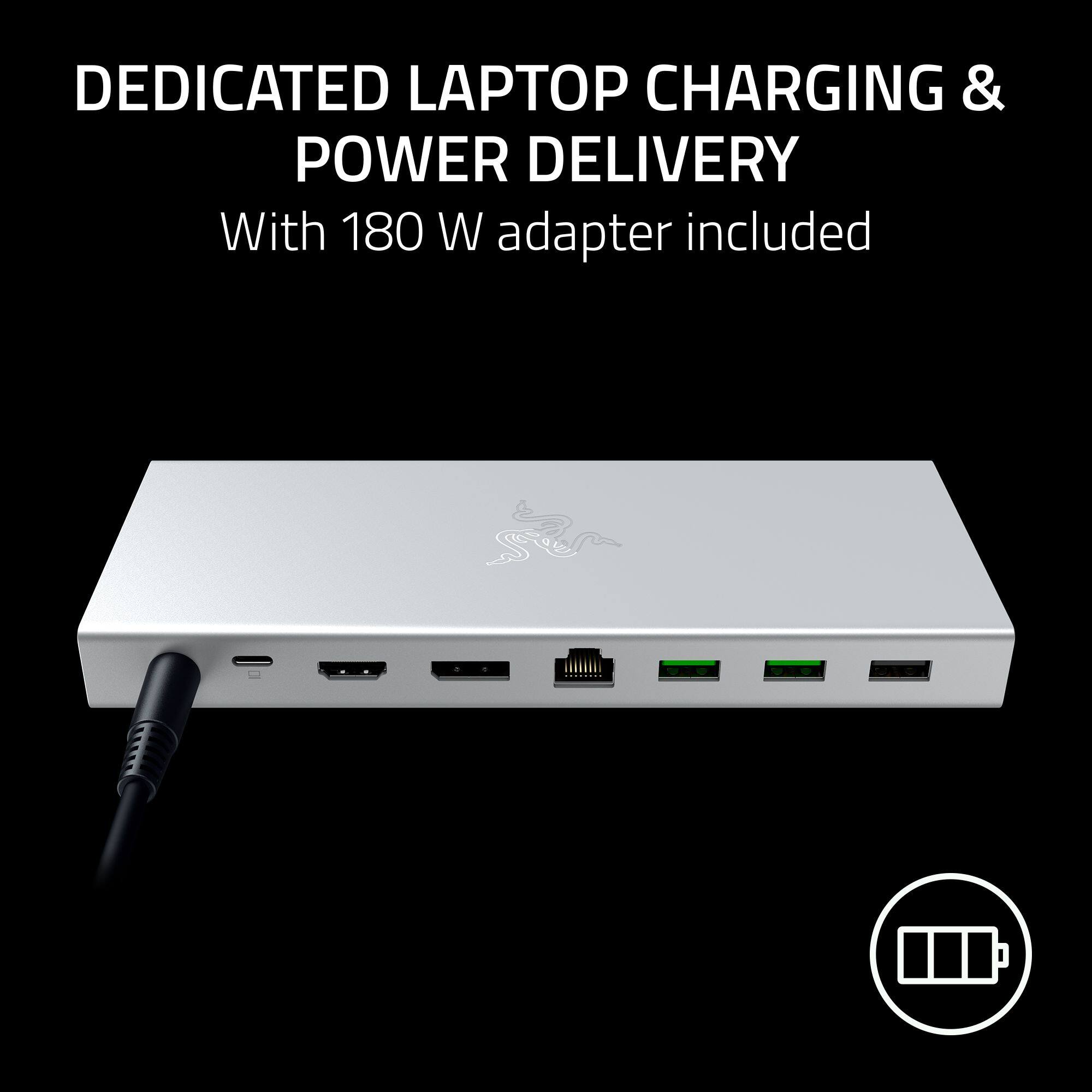 Dedicated Laptop Charging & Power Delivery with 180W Adapter Included