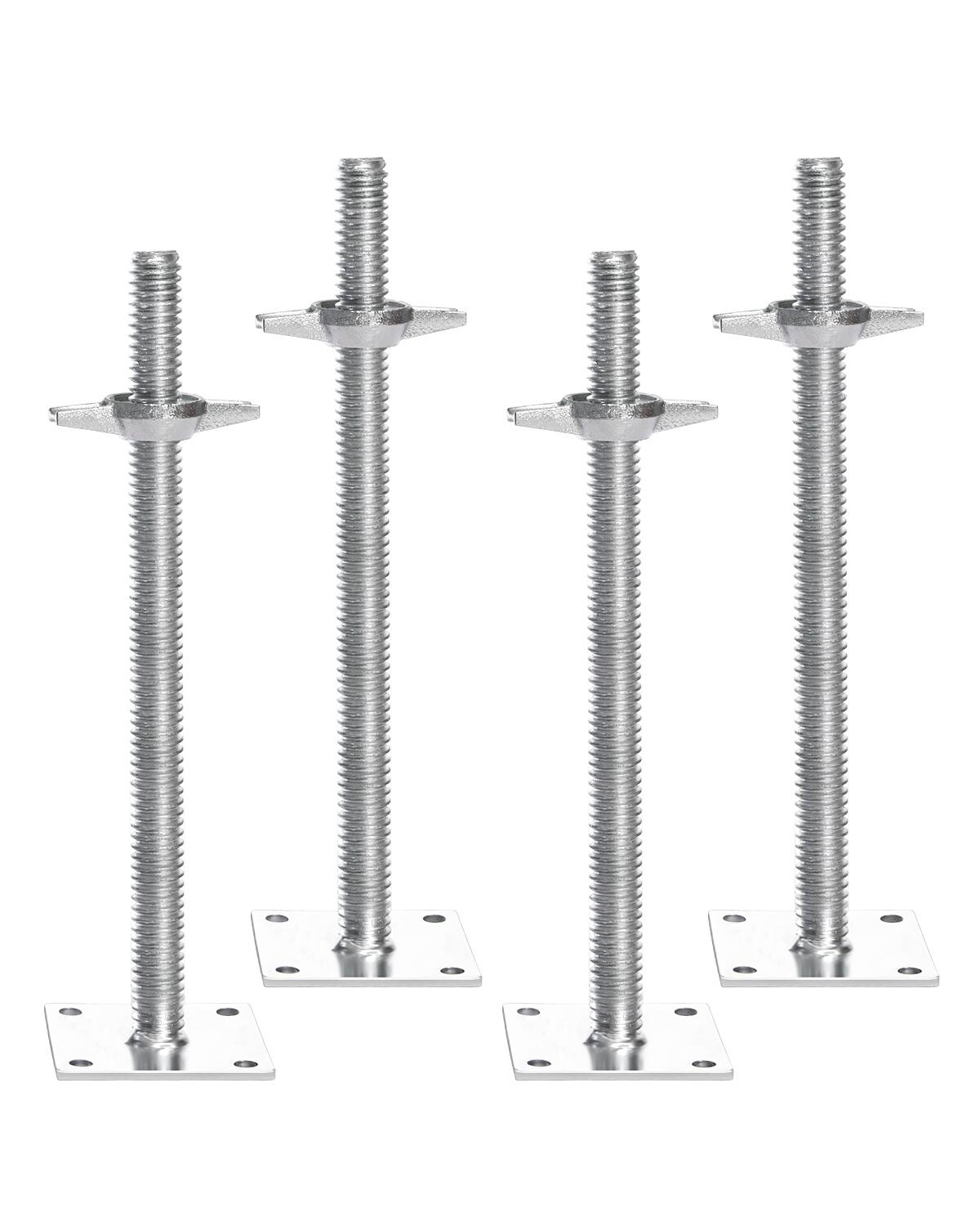 Front. VEVOR - 4-Pack Adjustable Leveling Jacks, 18.2 In Adjustable Height & 3307lbs/1500kg Total Load Capacity Scaffold Jacks Feet - Silver.