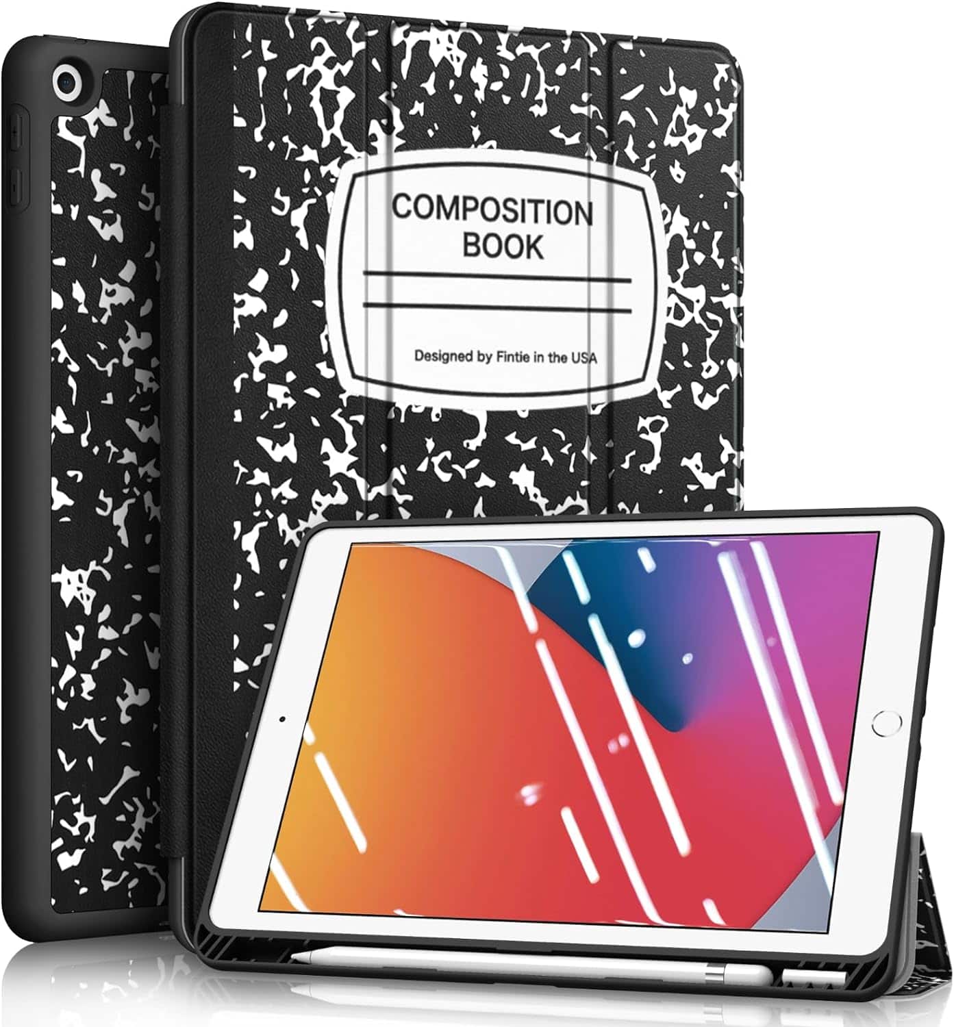 Fintie - Slim Case for iPad 9th/8th/7th Gen 10.2 Inch, Tri-Fold Stand Soft TPU Back Cover with Pencil Holder, Auto Sleep/Wake - Composition Book Black price history on PriceWatchPro