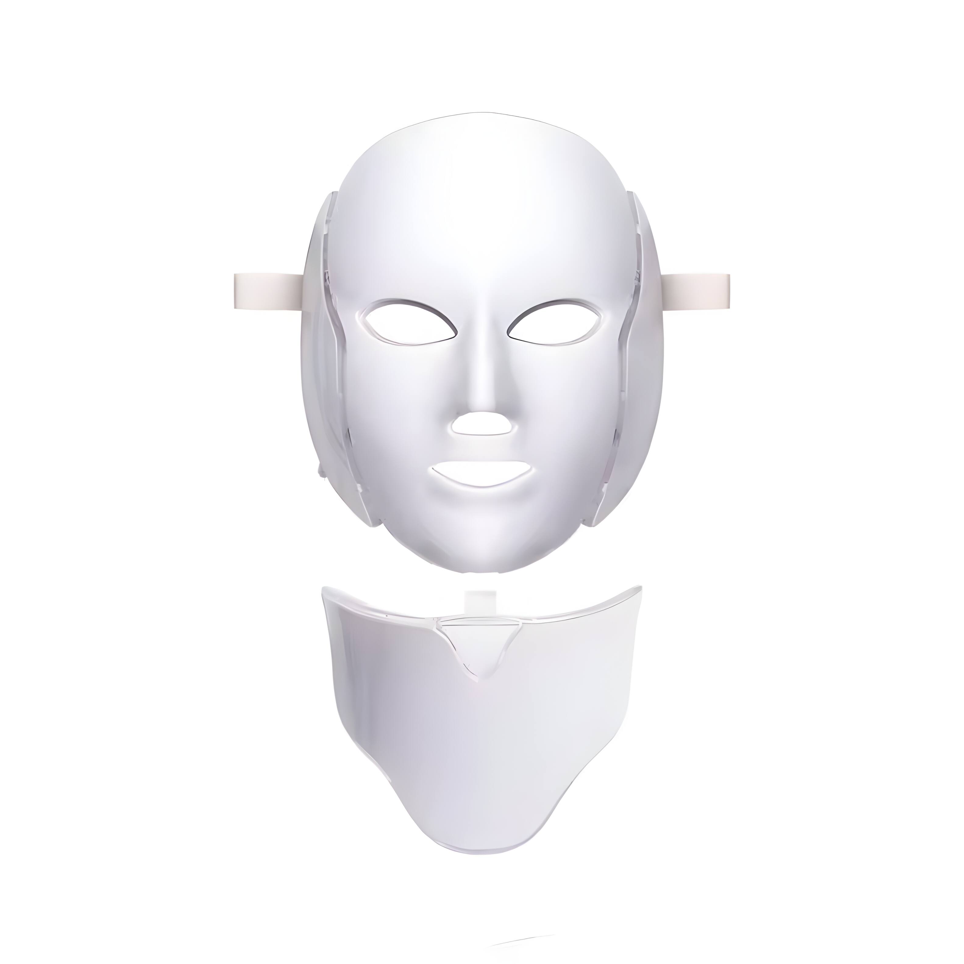 Front. Cluzine - 7 Colors LED Light Therapy Mask with Neck Care, 150 LEDs Photon Facial & Neck Skin Rejuvenation Device.