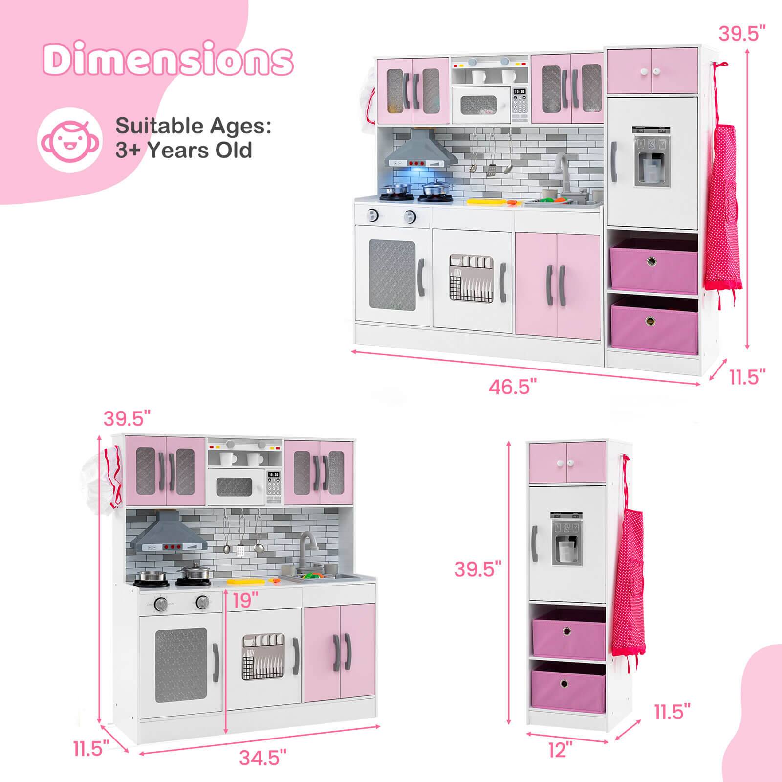 Dimensions  
Suitable Ages: 3+ Years Old  

- Height: 39.5"  
- Width: 46.5"  
- Depth: 11.5"  
- Height: 39.5"  
- Width: 19"  
- Depth: 11.5"  
- Height: 34.5"  
- Depth: 12"