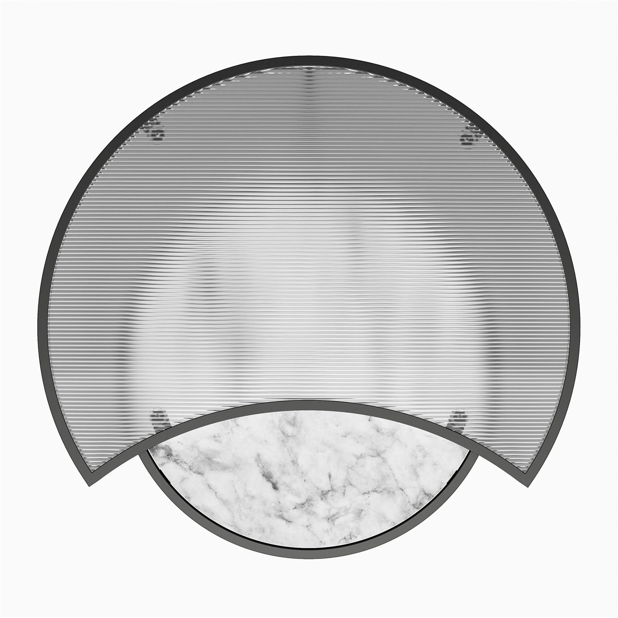 Alt View 1. Aukfa - Moon Phases Nesting Coffee Tables - 2-Piece Set, Fluted Glass & Faux Marble Top, 60lb Capacity Each, 30.9"W x 17.6"H - White.