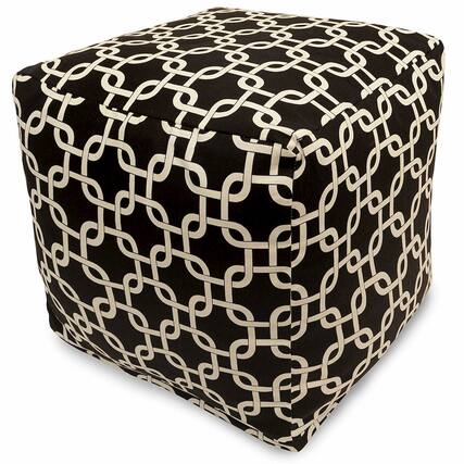 Front. Majestic Home - Cube Pouf Links Black - Black.