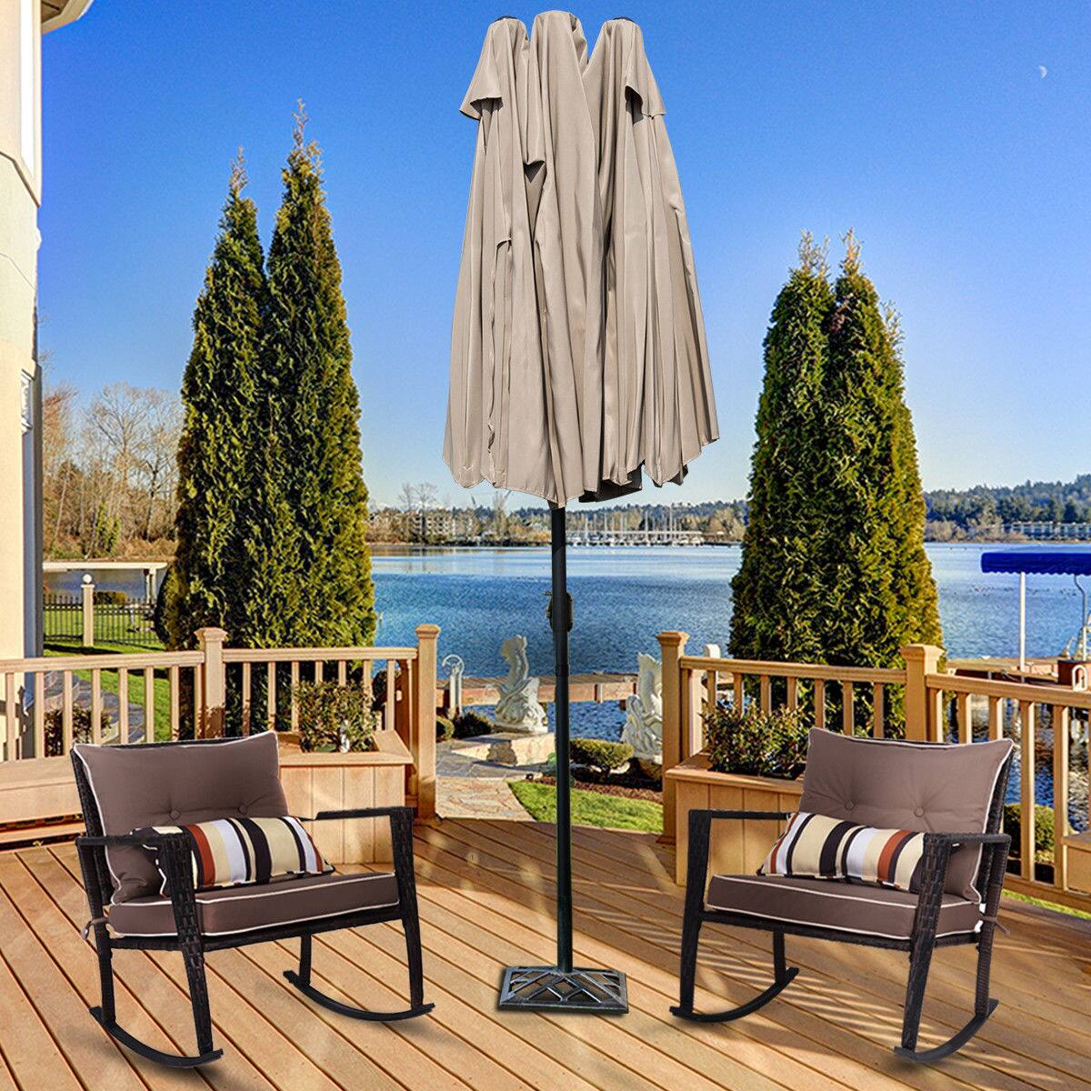 Alt View 5. Gymax - Gymax Patio Outdoor 15' Umbrella Market Umbrella Double-Sided with Crank - as pic.