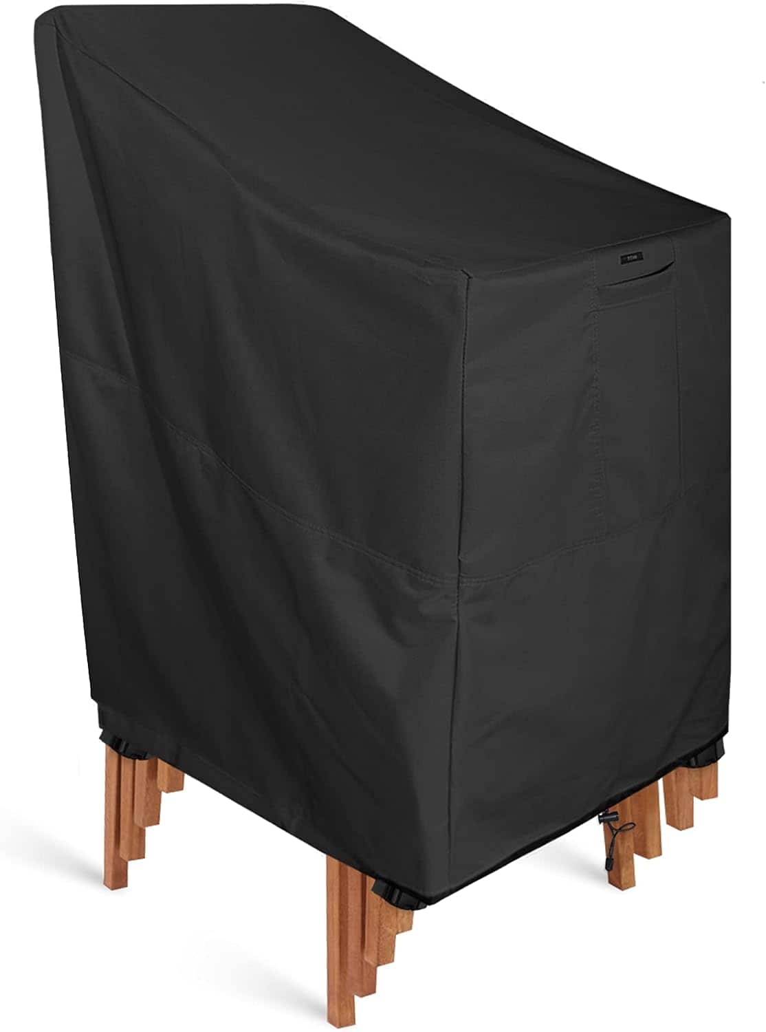 KHOMO GEAR - Heavy Duty Stackable Chair Cover - Premium Outdoor Furniture Protector, Durable, Weatherproof, UV Resistant - Black