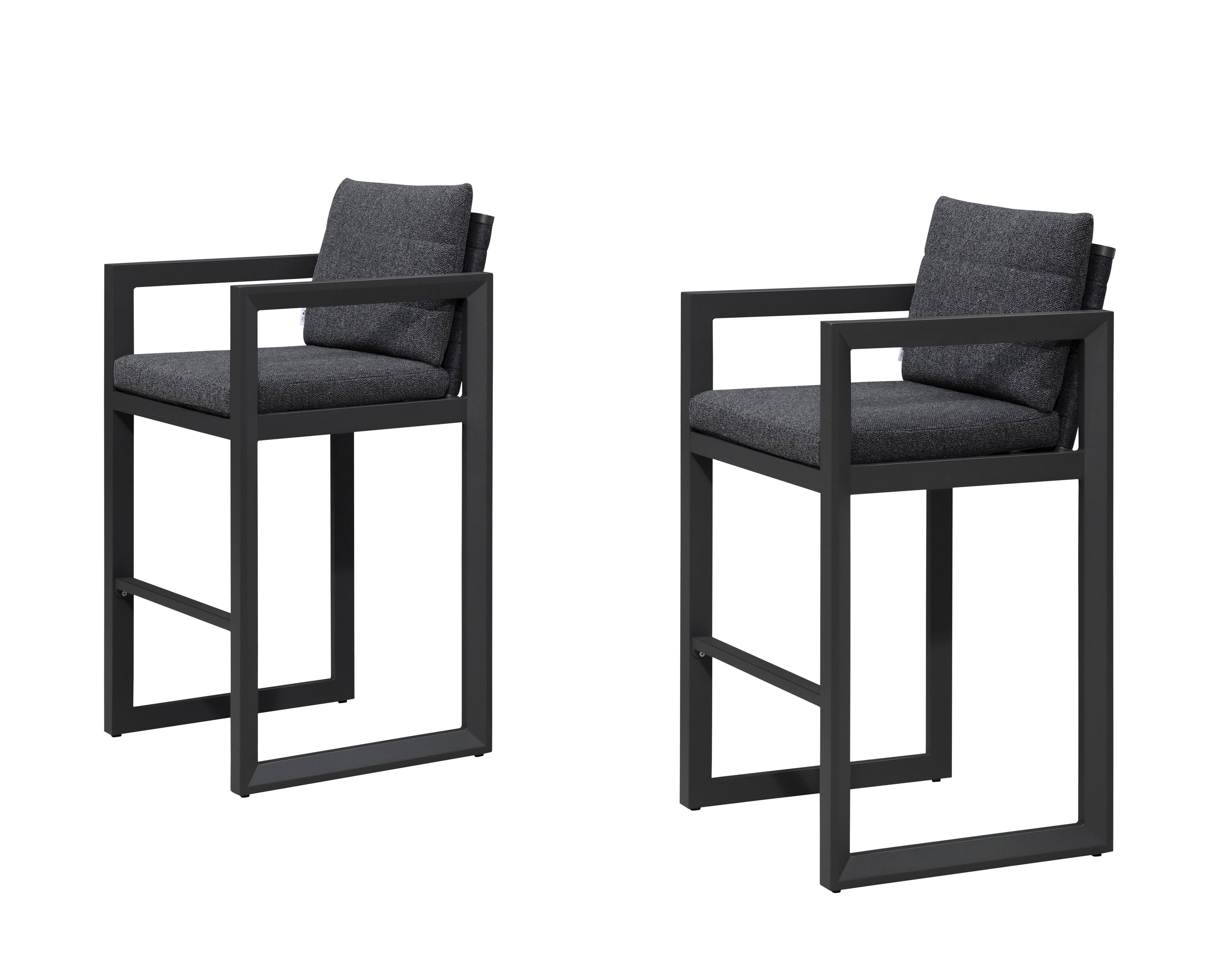 Alt View 10. PURPLE LEAF - Outdoor Caesar Bar Stools Set of 2 Modern Aluminum Barstools with Stainless Removable Cushion for Kitchen Outside Island - Dark Grey-Bar Stool.