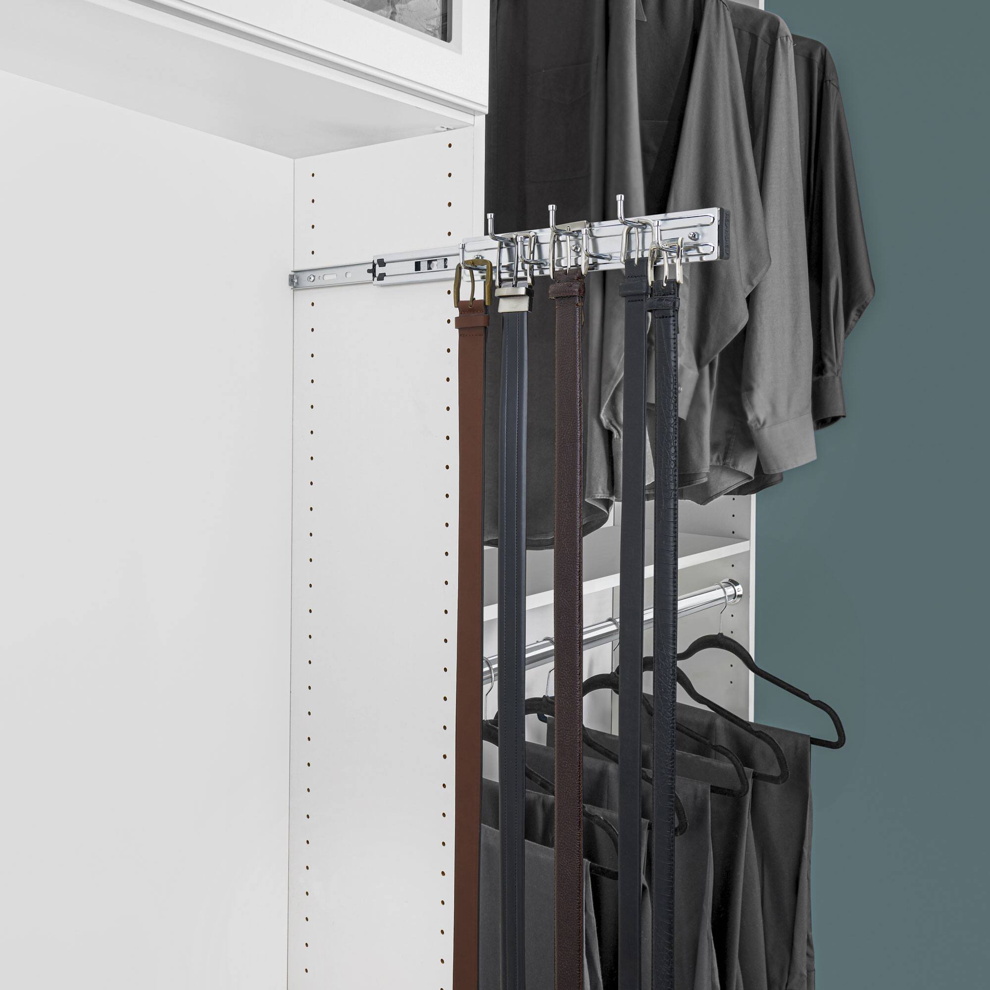Alt View 2. Rev-A-Shelf - Rev-A-Shelf Pullout 12 Inch Belt Hanger Organizer, Chrome, BRC-12CR (2 Pack) - Chrome.