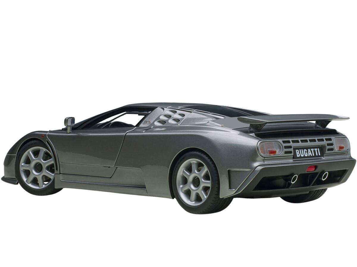 Alt View 1. Autoart - Bugatti EB110 SS Super Sport Grigio Metalizzatto Silver Metallic with Silver Wheels 1/18 Model Car by Autoart - Silver Metallic.
