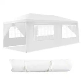 Gymax - 10'x20' Outdoor Canopy Weather-resistant Tent Wedding Party Tent 6 Sidewalls W/Carry Bag - White