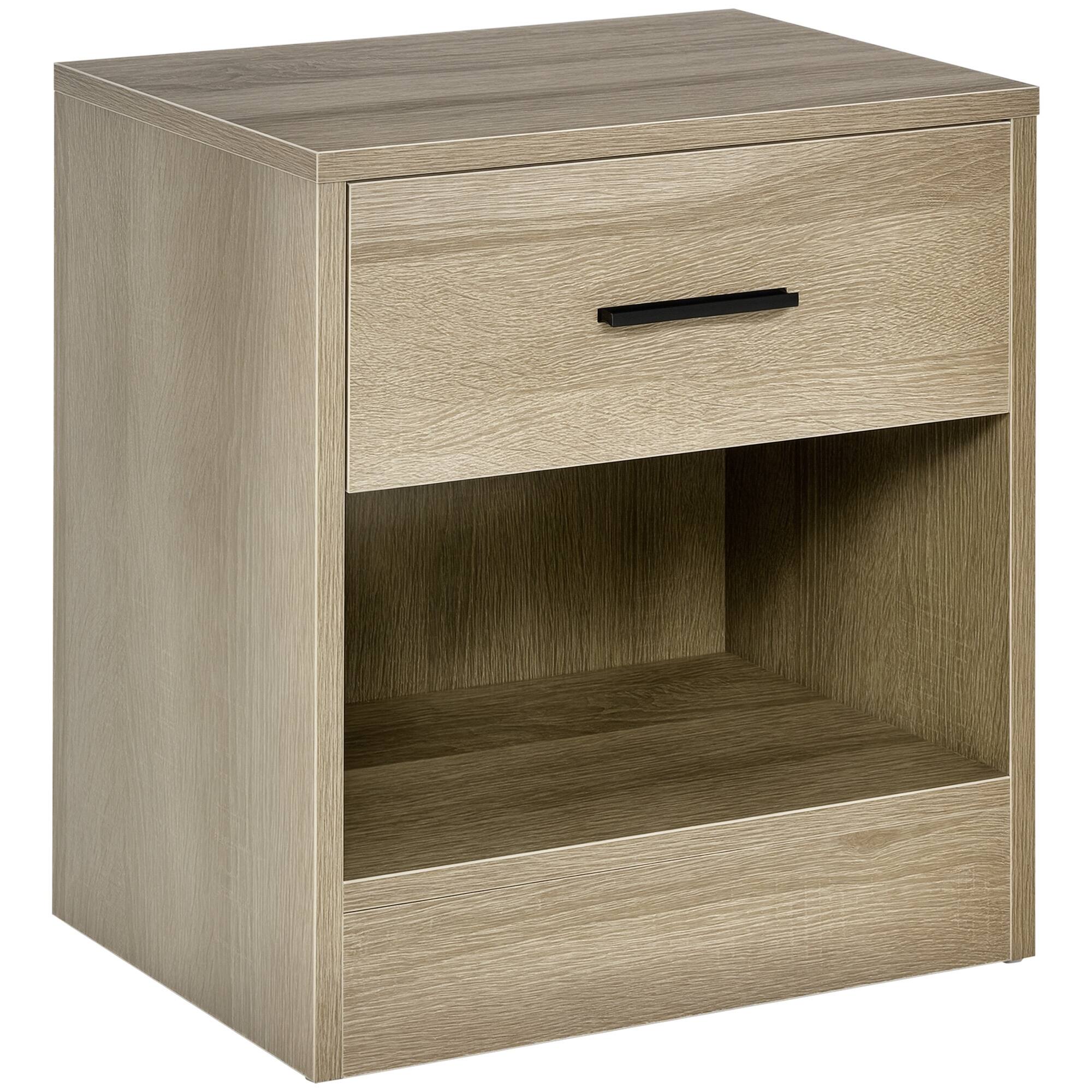 Homcom - Modern End Table w/ Drawer & Storage Shelf, Sofa Side Table for Living Room - Gray