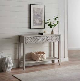 Kings Brand Furniture - Kings Brand Leffler Console Table with Drawer and Storage Shelve, Off - White