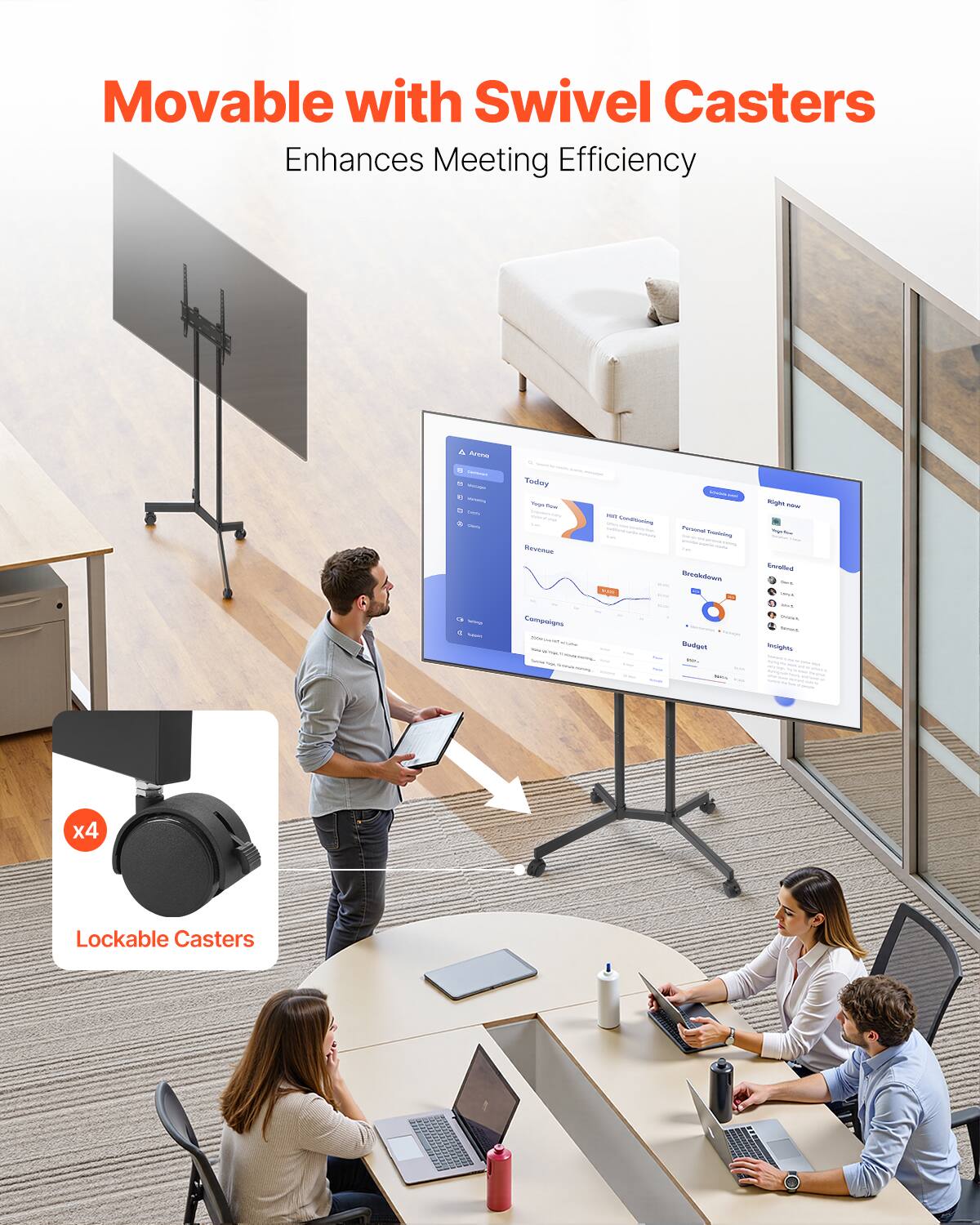 Movable with Swivel Casters Enhances Meeting Efficiency

x4 Lockable Casters