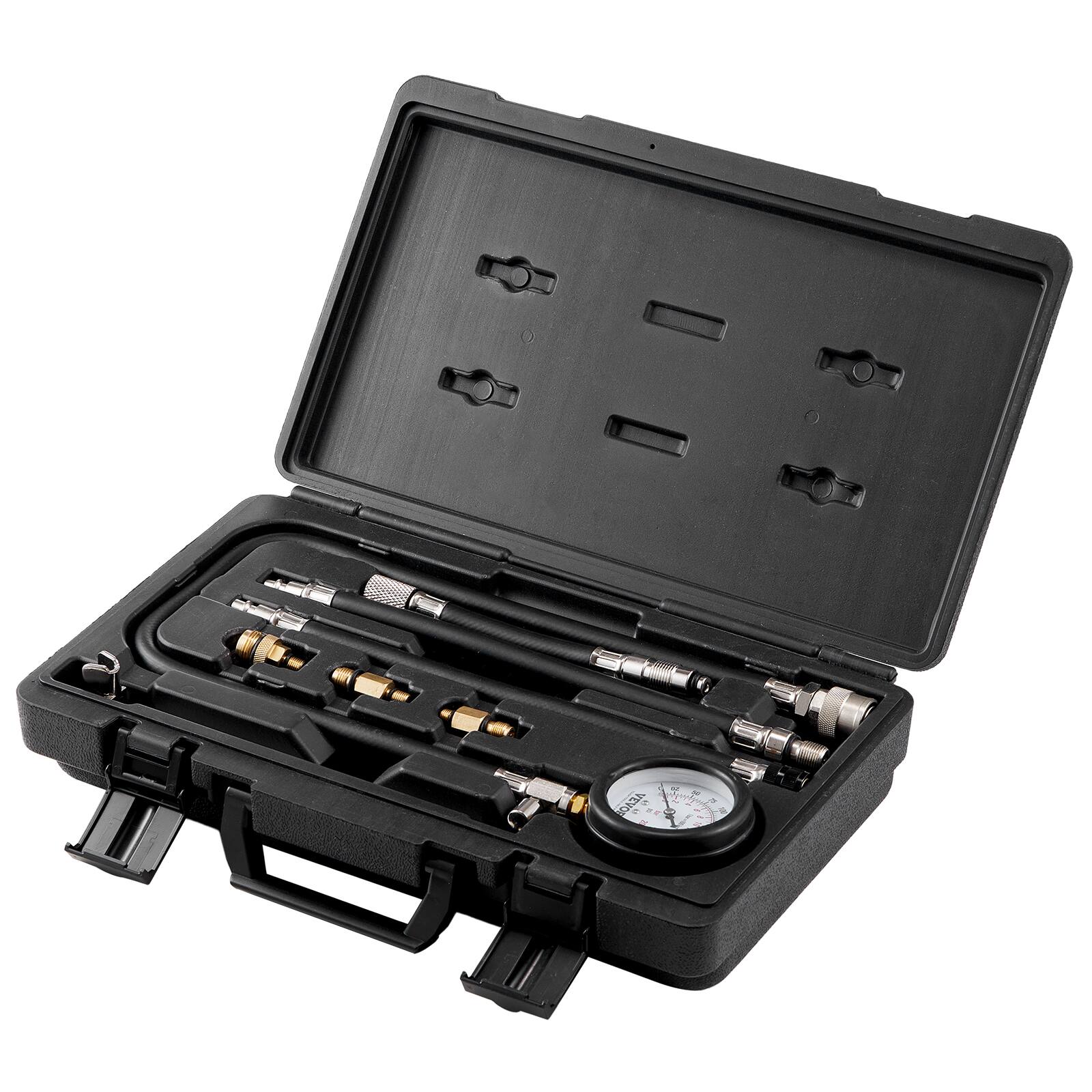Alt View 5. VEVOR - Compression Tester Adapter Kit,9 Pcs Automotive Engine Cylinder Leak Down Compression Test, Accurate Dual Scale Pressure - Black.