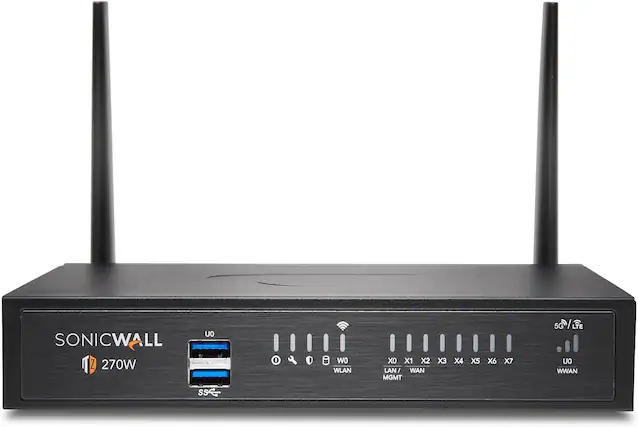 SONICWALL Z 270W
W0 WLAN
X0 X1 X2 LAN / WAN MGMT
X3 X4 X5 X6 X7
5G LTE / WWAN
SS