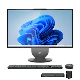 Lenovo - Yoga 27" QHD All-In-One Desktop - Intel Ultra 7 255H - 16GB Memory - 1TB SSD + 1TB Dock - Win 11 Pro - Luna Grey