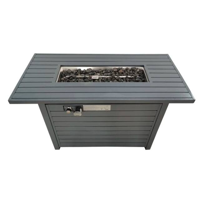 Left. Mondawe - 25 H x 42 W Outdoor Fire Pit Table with Lid (Gray) - Gray.