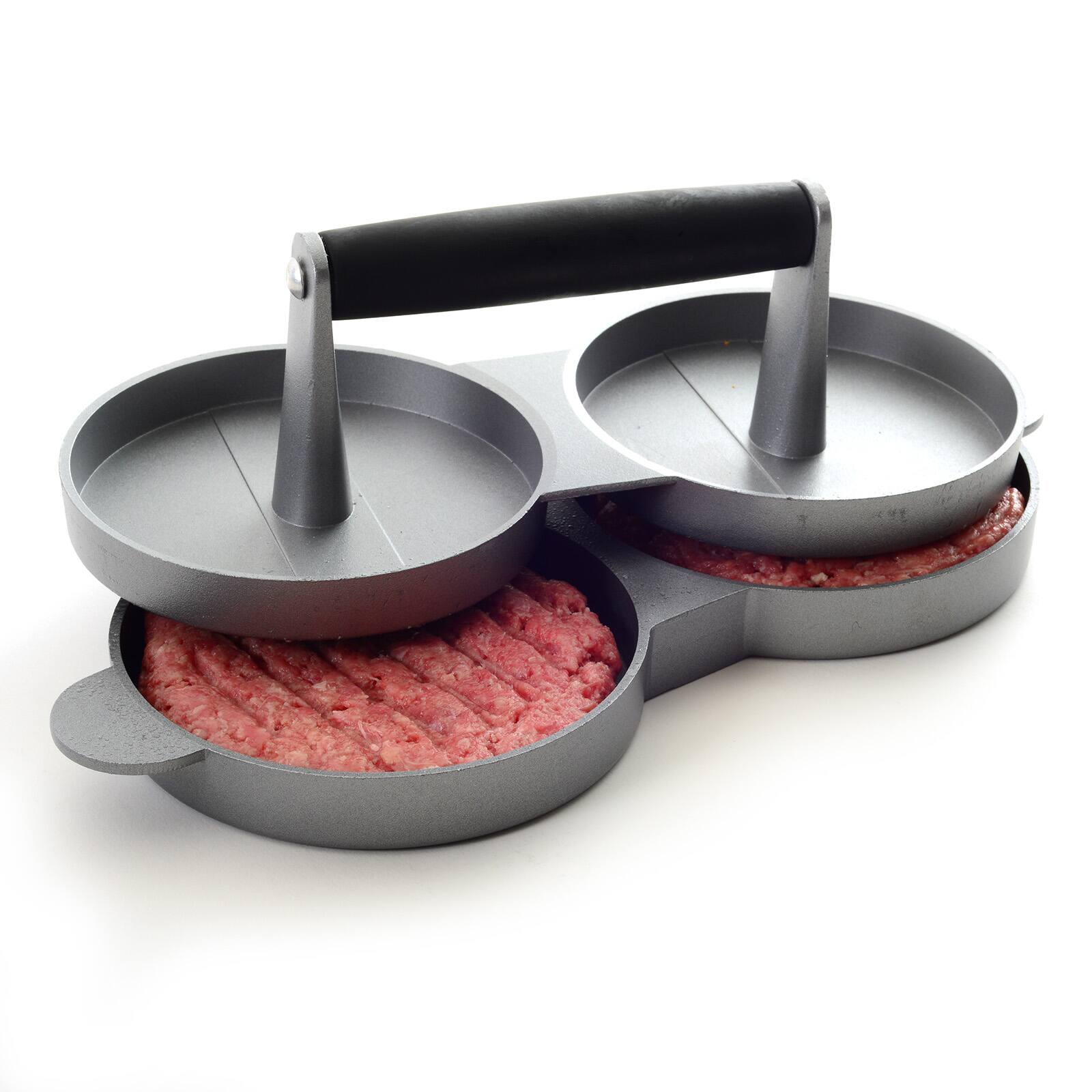 Alt View 1. Norpro - Nonstick Cast Aluminum Double Hamburger Press - Silver.