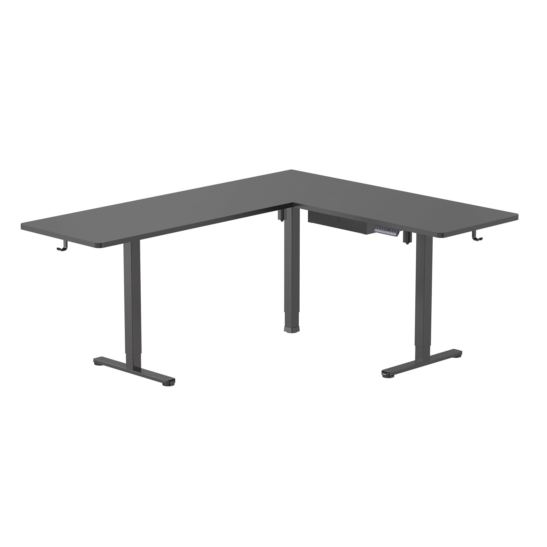 Alt View 5. Mount-It! - XL Electric Height Adjustable Corner Standing Desk with Dual Motor and Memory Presets, Black Frame and Black Tabletop - Black.