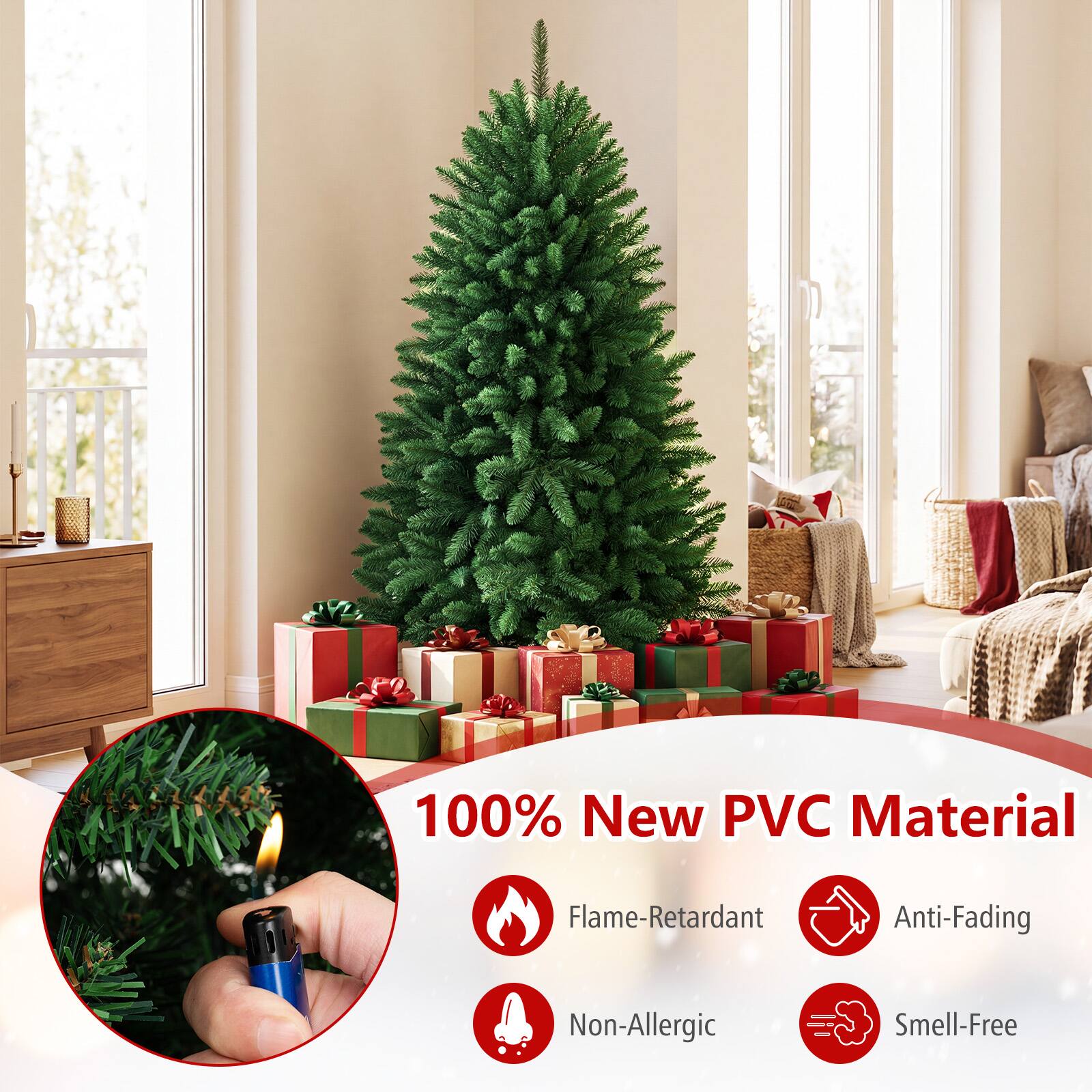 100% New PVC Material  
Flame-Retardant  
Anti-Fading  
Non-Allergic  
Smell-Free
