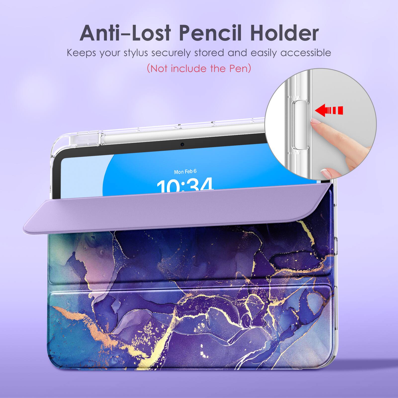Anti-Lost Pencil Holder  
Keeps your stylus securely stored and easily accessible  
(Not include the Pen)  

Mon Feb 6 10:34