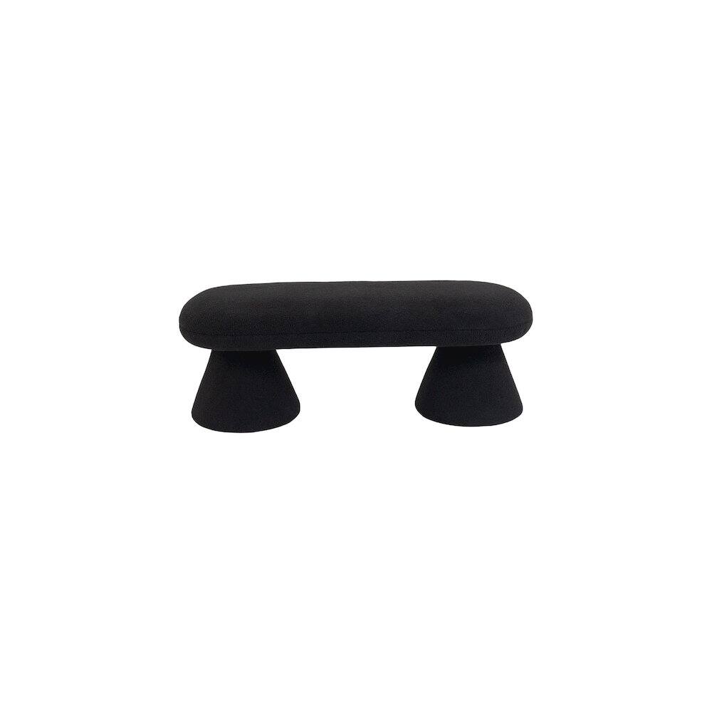 Alt View 2. Meridian Furniture - Drum Black Faux Shearling Teddy Fabric Bench - Black.