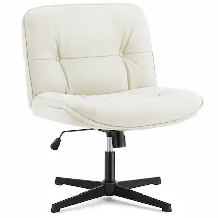 Front. AOITUN - Criss Cross Armless Office Chair No Wheels Beige - Ergonomic Design for Home and Office - Beige.
