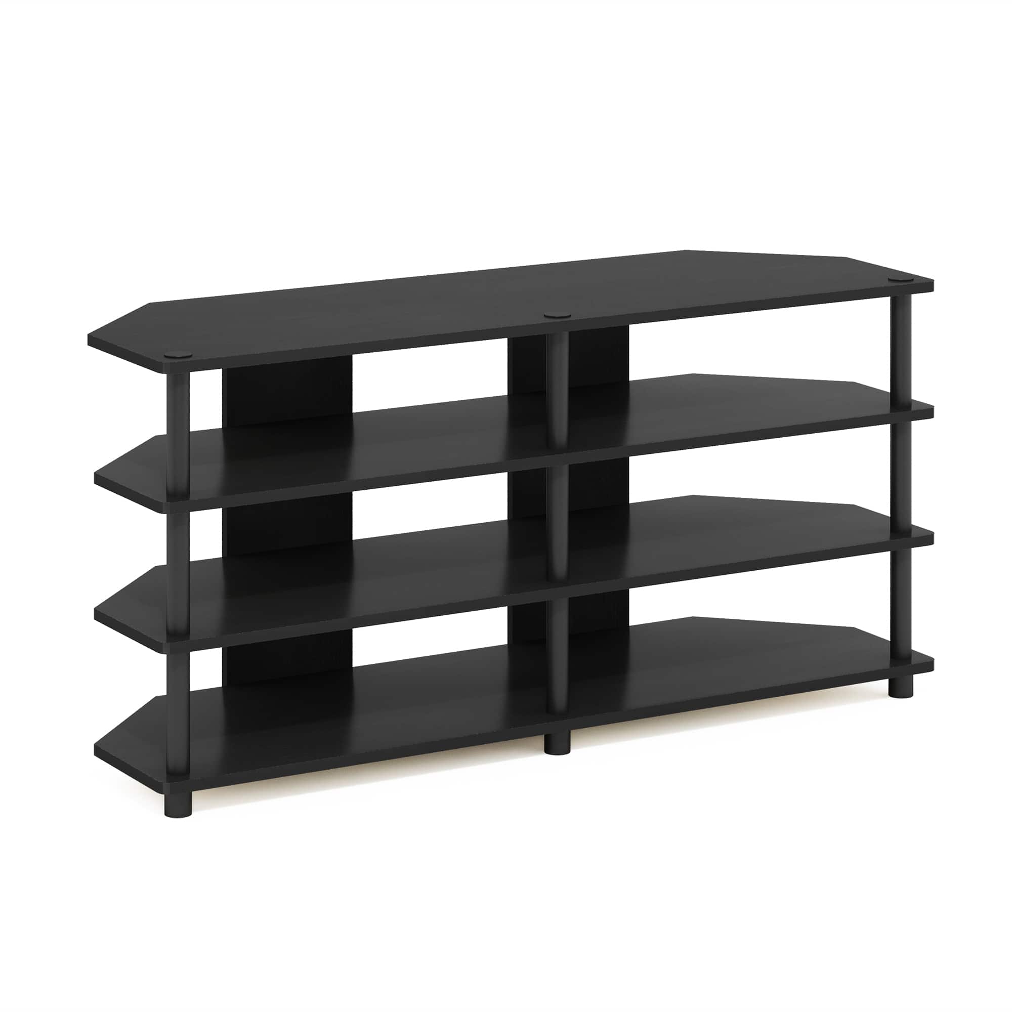 Furinno - Econ Easy Assembly 4-Tier Corner TV Stand for TV up to 55-Inch - Blackwood/Black