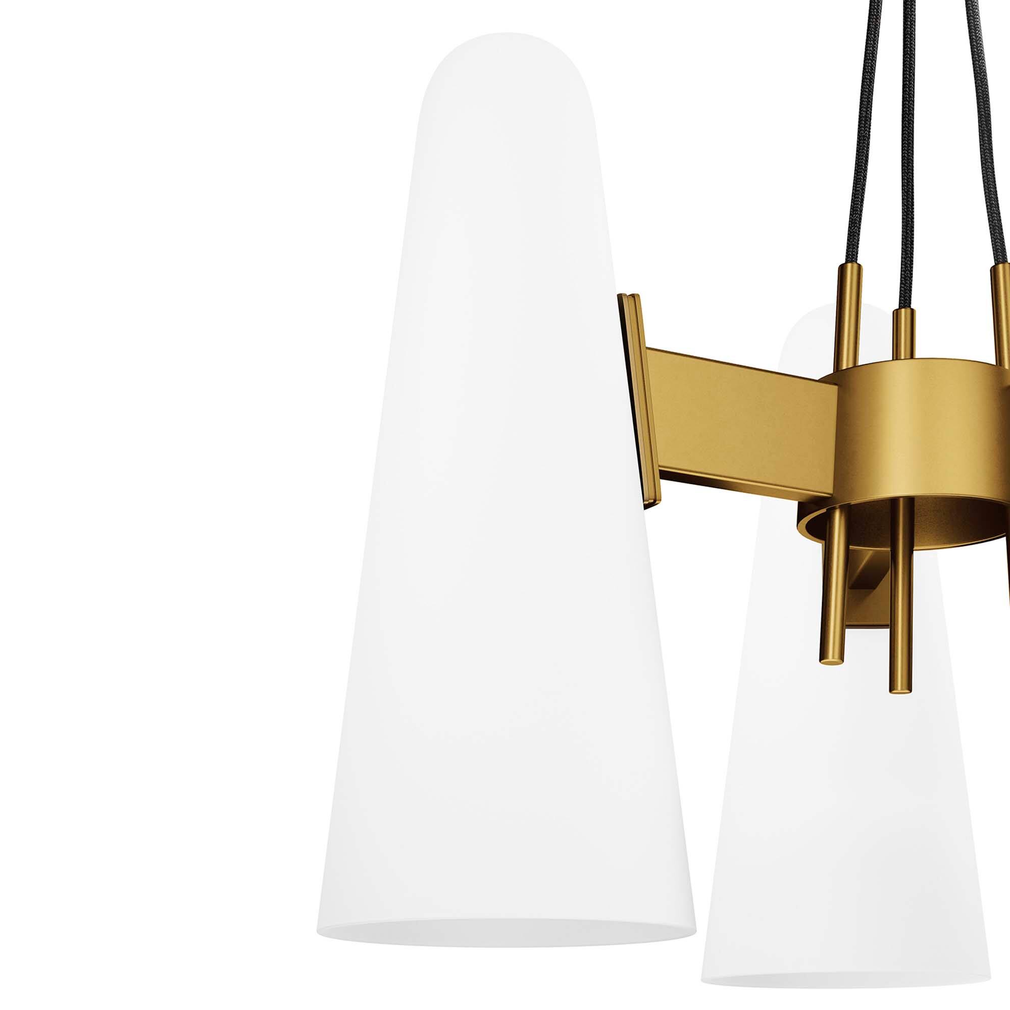 Alt View 5. Modway - Beacon 3-Light Pendant Light by Modway - Opal Satin Brass.