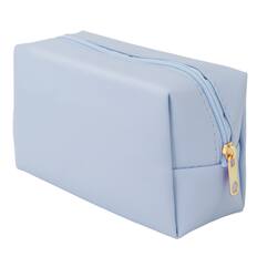 Front. Mber - Travel Makeup Bag, Small Makeup Bag Organizer, Toiletry Bag, Mini Water Resistant Cosmetic Bag with Zipper, Blue - Blue.