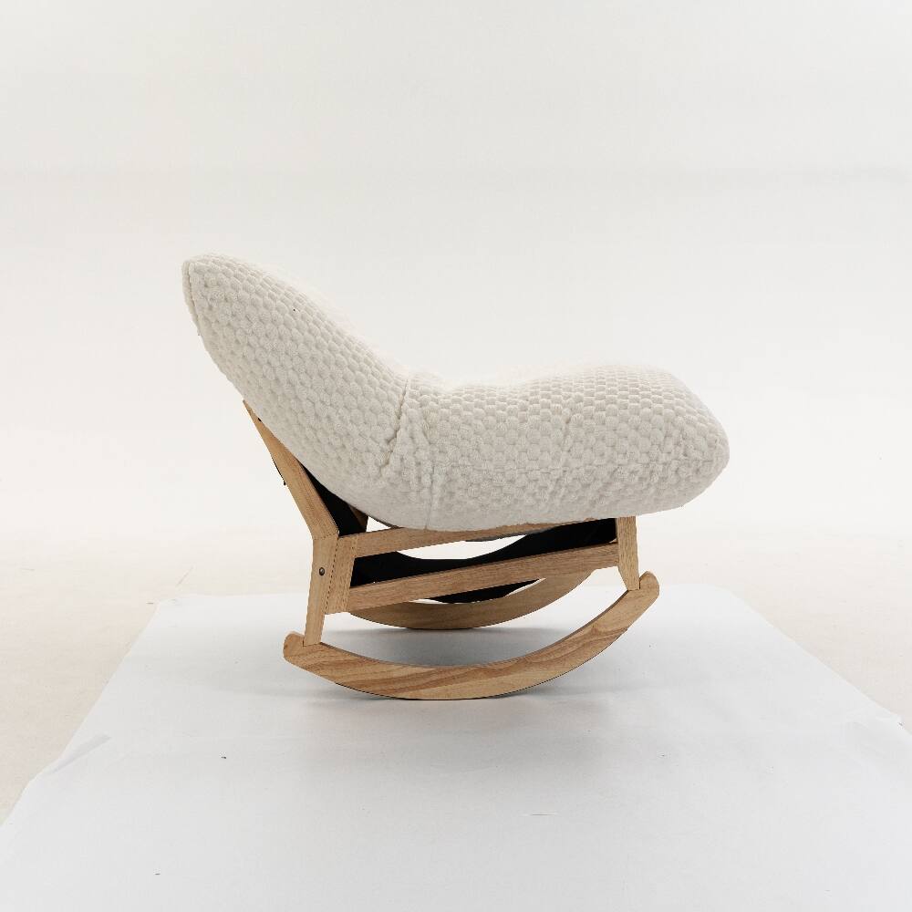 Alt View 6. Loheer - Loheer Bean Bag Rocking Chair for Adults Corduroy Lazy Sofa - White.