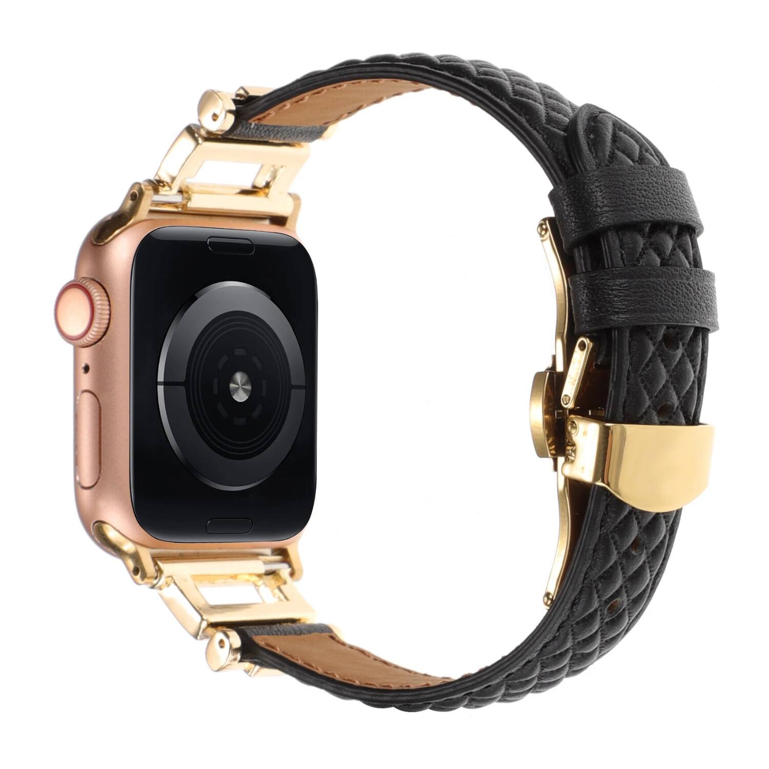 Angle. Stock Preferred - Bling Leather Strap for Apple Watch Series 10 / 9 / 8 / 7 / Ultra 44mm 45mm 49mm Rhinestone Band - Grey - Grey.