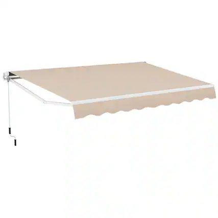 Front. Costway - Costway 13x8.2ft Patio Retractable Awning Heavy-Duty Aluminum Adjustable Shelter Outdoor - Beige.