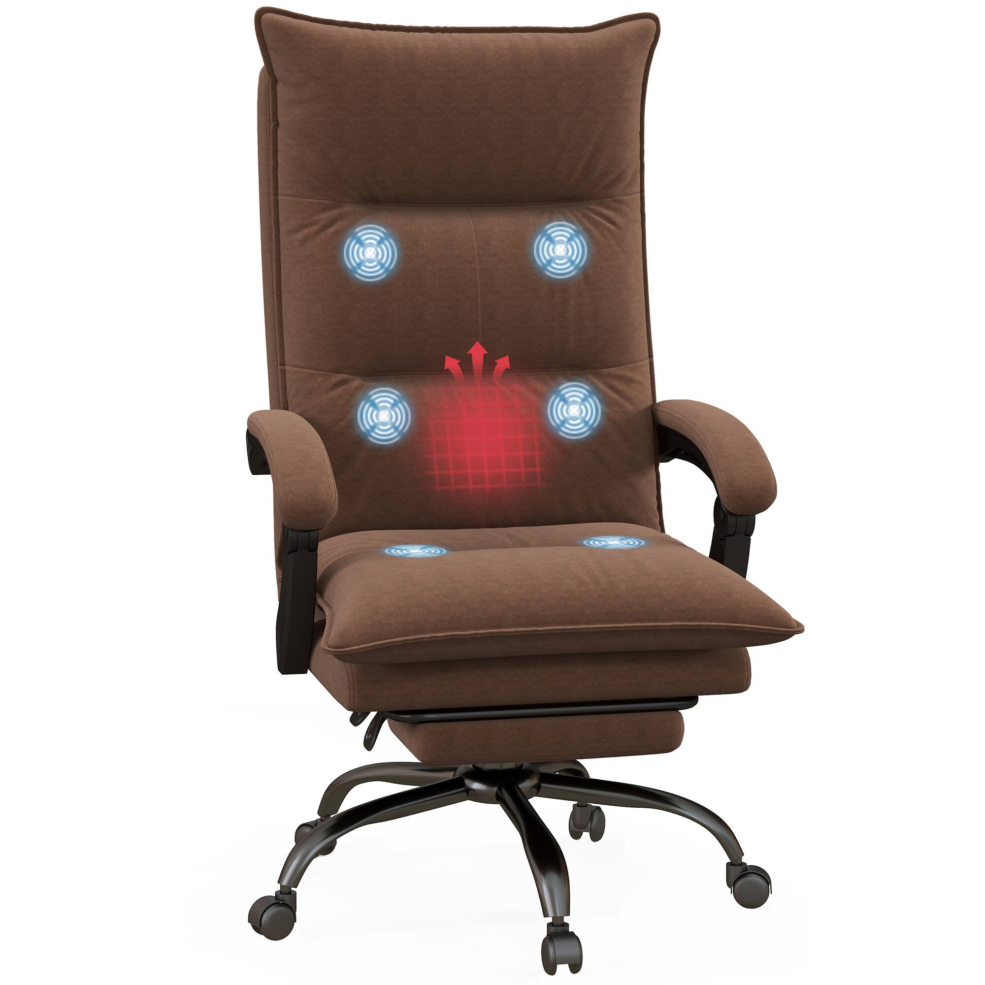Vinsetto - Massage Office Chair with 6 Vibration Points, Executive Computer Desk Chair, Heated Reclining Chair - Brown