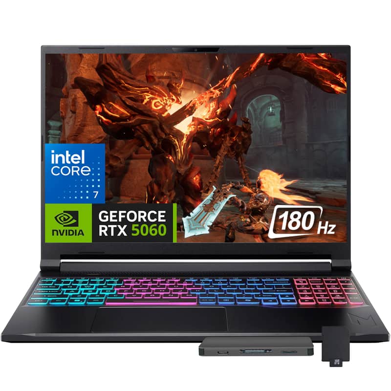 Acer - Nitro V 16" WUXGA Gaming,Intel Core 7 240H,RTX 5060,64GB RAM,4TB SSD+1TB Dock Station,Backlit Keyboard,Win 11 - Black